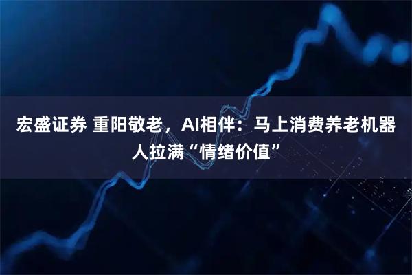 宏盛证券 重阳敬老,AI相伴:马上消费养老机器人拉满“情绪价值”