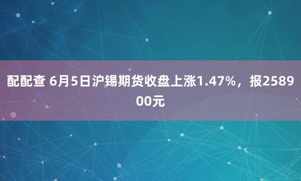 配配查 6月5日沪锡期货收盘上涨1.47%，报258900元
